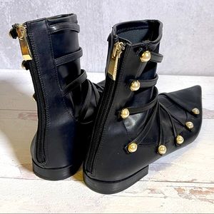 Zara Trafaluc Leather Pointed Booties with pearls